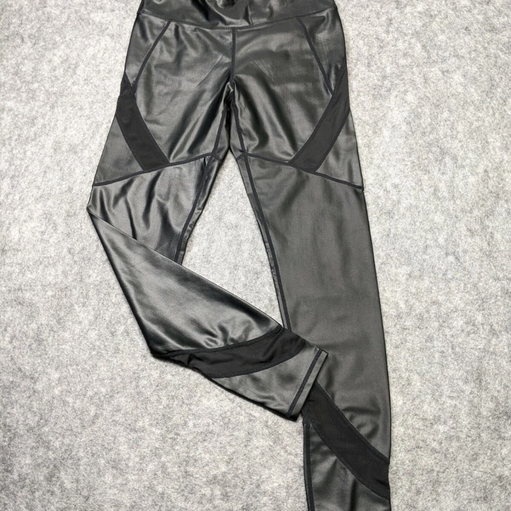 Mono B Black Shimmer Leggings with Mesh Inserts